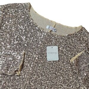 Free People Intimately‎ Women's Medium Gold Sequin Long Sleeve Top NWT